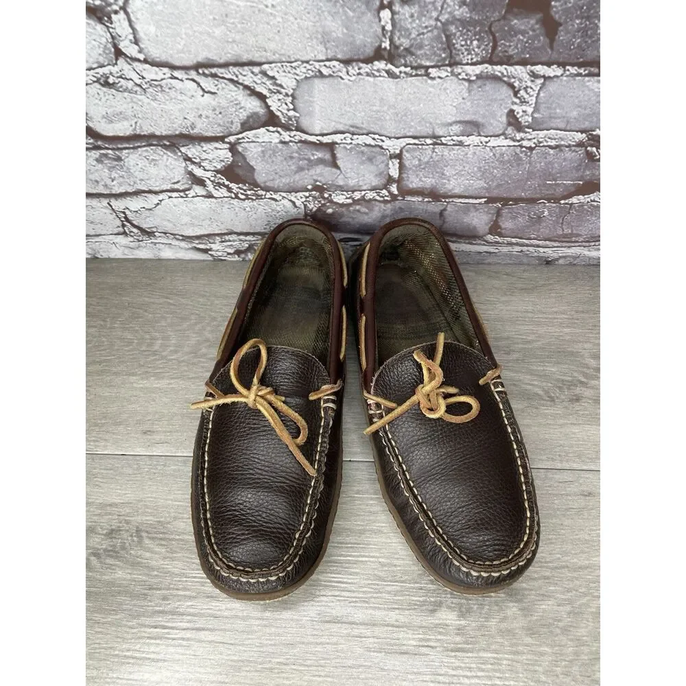 L.L. Bean Pebble Brown Leather Moccasin Slip On Loafers Shoes Men Sz 10M US/43EU - Picture 3 of 16